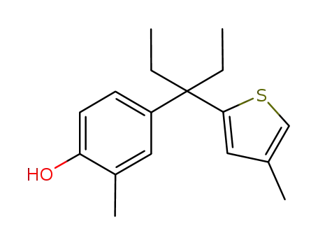 Molecular Structure of 633337-86-7 (3'-[4-(hydroxy)-3-methylphenyl]-3'-[4-methylthiophen-2-yl]pentane)