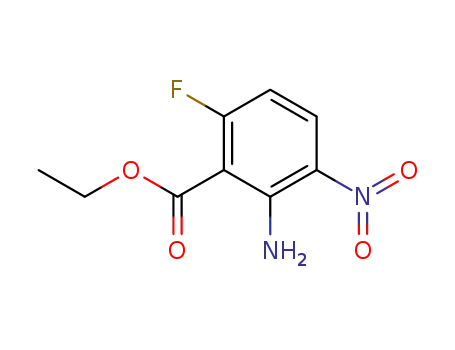 Molecular Structure of 150368-37-9 (2-AMINO-6-FLUORO-3-NITROBENZOIC ACID ETHYL ESTER)