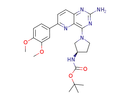 Molecular Structure of 897361-88-5 (Carbamic acid,
[(3R)-1-[2-amino-6-(3,4-dimethoxyphenyl)pyrido[3,2-d]pyrimidin-4-yl]-3-
pyrrolidinyl]-, 1,1-dimethylethyl ester)