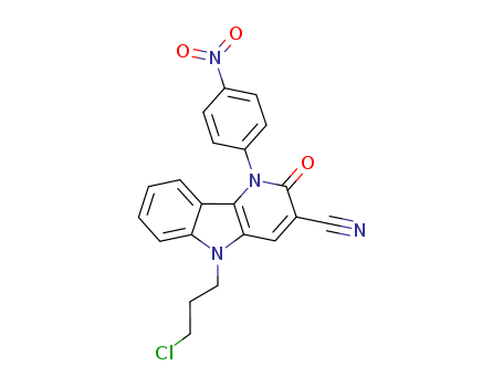 Molecular Structure of 698397-46-5 (1H-Pyrido[3,2-b]indole-3-carbonitrile,
5-(3-chloropropyl)-2,5-dihydro-1-(4-nitrophenyl)-2-oxo-)