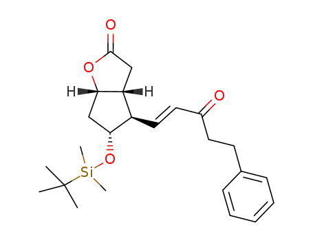 Molecular Structure of 1240483-13-9 ((3aR,4R,5R,6aS)-5-((tert-butyldimethylsilyl)oxy)-4-((E)-3-oxo-5-phenylpent-1-en-1-yl)hexahydro-2H-cyclopenta[b]furan-2-one)