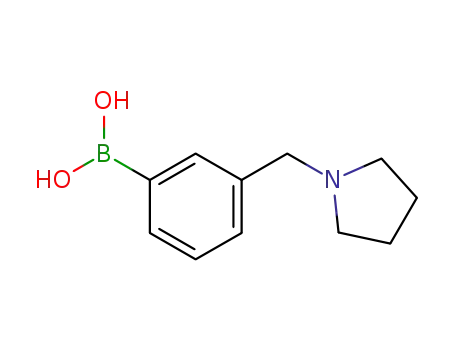 Molecular Structure of 1100095-09-7 ((3-(pyrrolidin-1-ylMethyl)phenyl)boronic acid)
