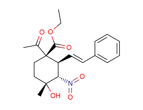 ethyl (1R,2R,3S,4R)-1-acetyl-4-hydroxy-4-methyl-3-nitro-2-((E)-styryl)cyclohexanecarboxylate