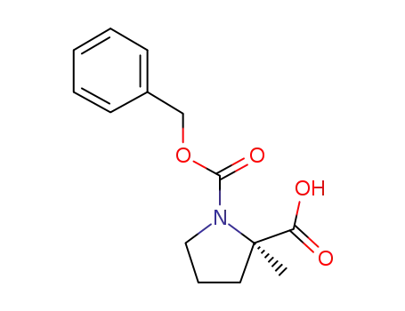 Molecular Structure of 63399-74-6 ((R)-1-(benzyloxycarbonyl)-2-methylpyrrolidine-2-carboxylic acid)
