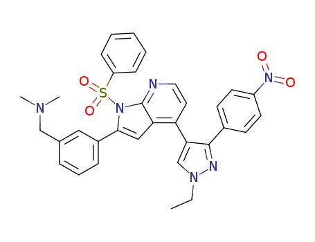 3-[4-[1-Ethyl-3-(4-nitrophenyl)-1H-pyrazol-4-yl]-1-(phenylsulfonyl)-1H-pyrrolo[2,3-b]pyridin-2-yl]-N,N-dimethylbenzenemethanamine