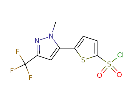 Molecular Structure of 230295-11-1 (5-[1-METHYL-3-(TRIFLUOROMETHYL)PYRAZOL-5-YL]THIOPHENE2-SULFONYL CHLORIDE)