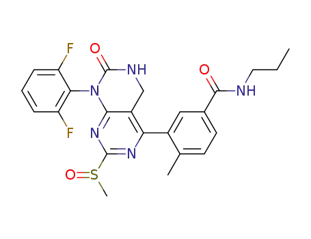 Molecular Structure of 911693-58-8 (3-[8-(2,6-difluorophenyl)-2-(methylsulfinyl)-7-oxo-5,6,7,8-tetrahydropyrimido[4,5-d]pyrimidin-4-yl]-4-methyl-N-propylbenzamide)