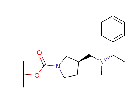 Molecular Structure of 223453-25-6 ((3R)-N-tert-Butyloxycarbonyl-3-[N-(S)-α-methylbenzyl-N-methyl]aminomethylpyrrolidine)