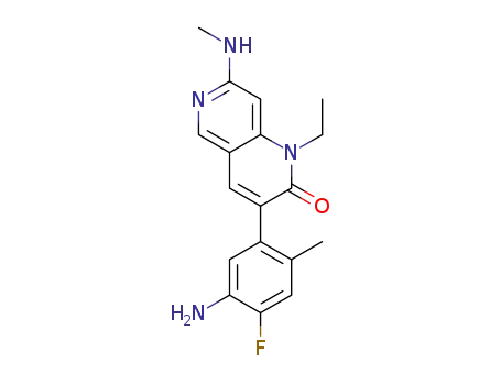 Molecular Structure of 1012878-89-5 (3-(5-amino-4-fluoro-2-methylphenyl)-1-ethyl-7-(methylamino)-1,6-naphthyridin-2(1H)-one)