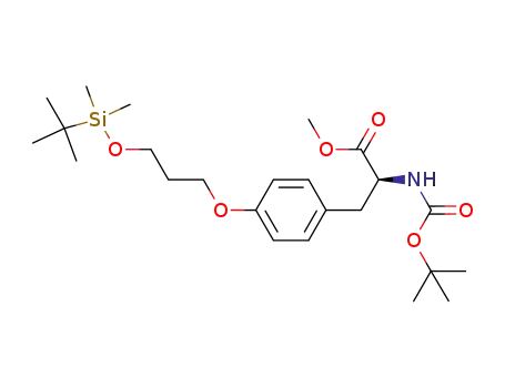 Molecular Structure of 850655-19-5 ((S)-methyl 2-(tert-butoxycarbonylamino)-3-(4-(3-(tert-butyldimethylsilyloxy)propoxy)-phenyl)propanoate)