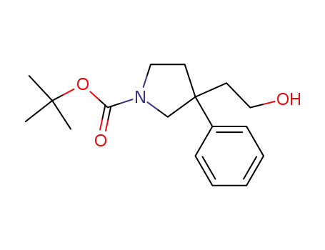 Molecular Structure of 192940-81-1 (Tert-butyl 3-(2-hydroxyethyl)-3-phenylpyrrolidine-1-carboxylate)
