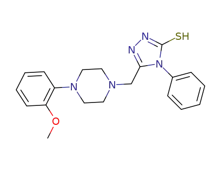 Molecular Structure of 418776-10-0 (5-{[4-(2-methoxyphenyl)piperazin-1-yl]methyl}-4-phenyl-4H-1,2,4-triazole-3-thiol)