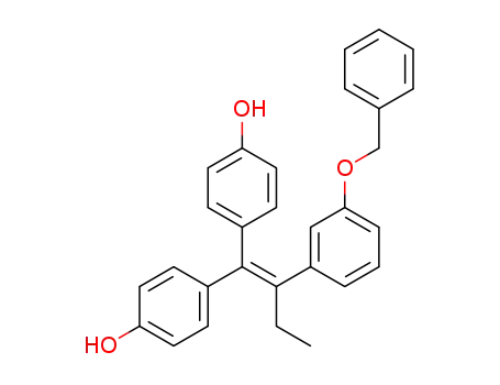 Molecular Structure of 1416136-82-7 (2-[3-(benzyloxy)phenyl]-1,1-bis(4-hydroxyphenyl)-1-butene)