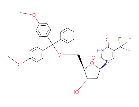 Molecular Structure of 133128-06-0 (5'-O-(4,4'-dimethoxytrityl)-α,α,α-trifluorothymidine)