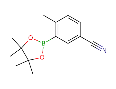 Molecular Structure of 863868-32-0 (2-METHYL-5-CYANOPHENYL BORONIC ACID PINACOL ESTER)