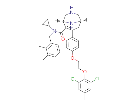 Molecular Structure of 903579-36-2 (3,9-Diazabicyclo[3.3.1]non-6-ene-6-carboxamide, N-cyclopropyl-7-[4-[2-(2,6-dichloro-4-methylphenoxy)ethoxy]phenyl]-N-[(2,3-dimethylphenyl)methyl]-, (1R,5S)-)