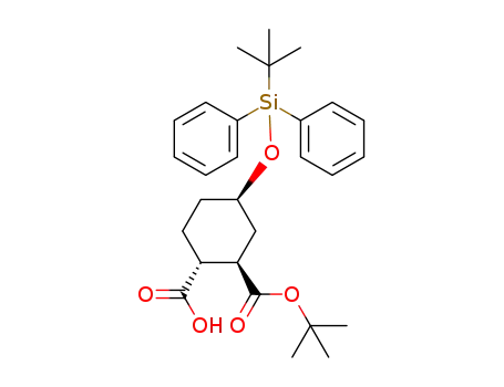 Molecular Structure of 1265883-88-2 ((1R,2R,4R)-4-(tert-butyldiphenylsilanyloxy)cyclohexane-1,2-dicarboxylic acid 2-tert-butyl ester)