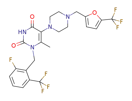 1-(2-fluoro-6-(trifluoromethyl)benzyl)-6-methyl-5-(4-((5-(trifluoromethyl)furan-2-yl)methyl)piperazin-1-yl)pyrimidine-2,4(1H,3H)-dione