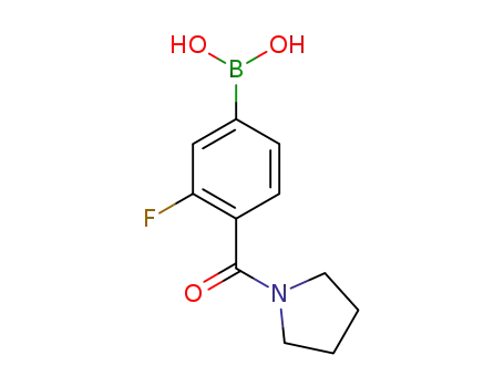 Molecular Structure of 874289-09-5 (3-FLUORO-4-(PYRROLIDINE-1-CARBONYL)PHENYLBORONIC ACID)
