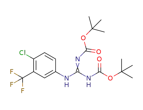 Molecular Structure of 1443231-54-6 (N,N′-bis(tert-butoxycarbonyl)-N′′-4-chloro-3-(trifluoromethyl)guanidine)