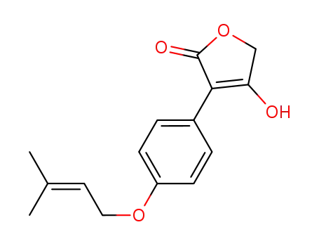 Molecular Structure of 1411884-62-2 (4-hydroxy-3-(4-prenyloxyphenyl)furan-2(5H)-one)