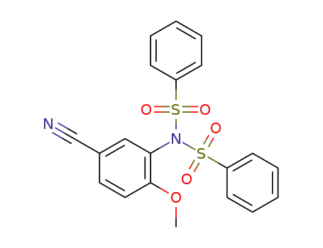 Molecular Structure of 1453100-99-6 (N-(5-cyano-2-methoxyphenyl)-N-(phenylsulfonyl)benzenesulfonamide)