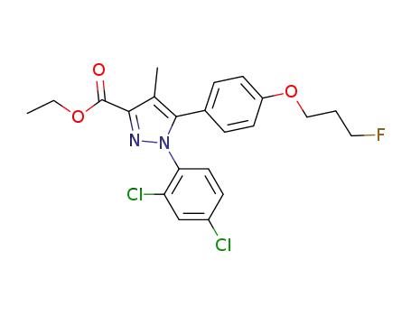 Molecular Structure of 895582-89-5 (1H-Pyrazole-3-carboxylic acid,
1-(2,4-dichlorophenyl)-5-[4-(3-fluoropropoxy)phenyl]-4-methyl-, ethyl
ester)