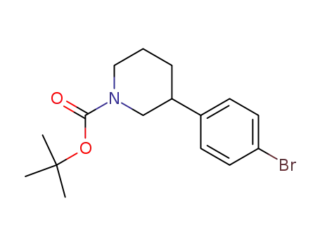 Molecular Structure of 769944-73-2 (3-(4-Bromophenyl)piperidine-1-carboxylic acid tert-butyl ester)