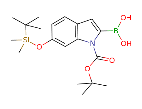 848357-99-3,1H-Indole-1-carboxylic acid, 2-borono-6-[[(1,1-dimethylethyl)dimethylsilyl]oxy]-, 1-(1,1-dimethylethyl) ester (9CI),[1-(tert-Butoxycarbonyl)-6-(tert-butyldimethylsiloxy)indol-2-yl]boronicacid;[1-tert-Butoxycarbonyl-6-(tert-Butyldimethylsilanoxy)-1H-indol-2-yl]boronicacid