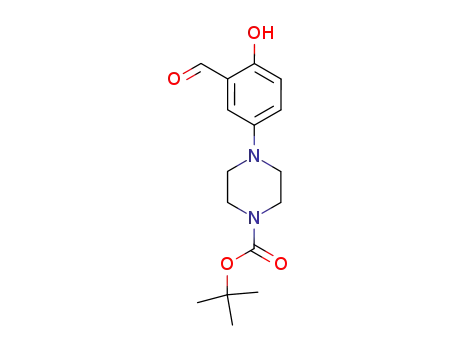 Molecular Structure of 343306-50-3 (4-(3-FORMYL-4-HYDROXYPHENYL)PIPERAZINE-1-CARBOXYLIC ACID TERT-BUTYL ESTER)