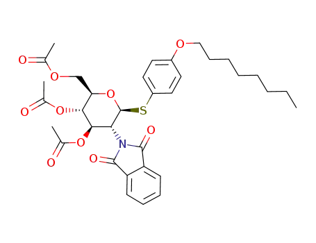 Molecular Structure of 916497-81-9 (p-octyloxyphenyl 2-deoxy-2-phthalimido-3,4,6-tri-O-acetyl-1-thio-β-D-glucopyranoside)