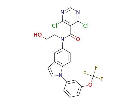 4,6-dichloro-N-(2-hydroxyethyl)-N-(1-(3-(trifluoromethoxy)phenyl)-1H-indol-5-yl)pyrimidine-5-carboxamide