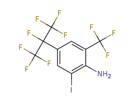 Molecular Structure of 1207315-39-6 (4-(heptafluoroisopropan-2-yl)-2-iodo-6-(trifluoromethyl)aniline)
