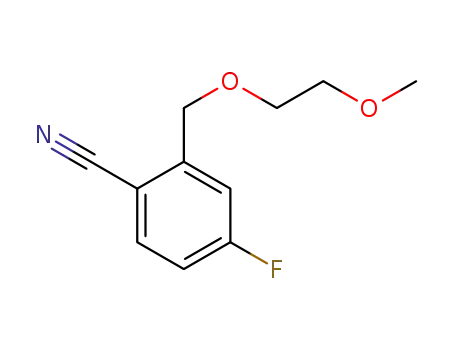 Molecular Structure of 1569066-21-2 (4-fluoro-2-((2-methoxyethoxy)methyl)benzonitrile)