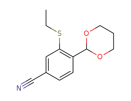 Molecular Structure of 1164204-51-6 (4-(1,3-Dioxan-2-yl)-3-(ethylsulfanyl)benzonitrile)
