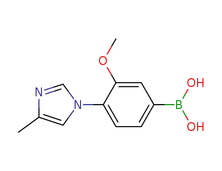 Molecular Structure of 1145786-45-3 (3-methoxy-4-(4-methyl-1H-imidazol-1-yl)phenylboronic acid)