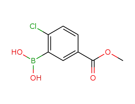 Molecular Structure of 913835-92-4 (2-CHLORO-5-(METHOXYCARBONYL)BENZENEBORONIC ACID 98)