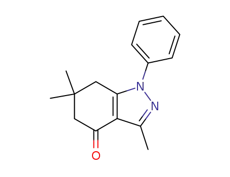 Molecular Structure of 21269-61-4 (3,6,6-trimethyl-1-phenyl-6,7-dihydro-1H-indazol-4(5H)-one)