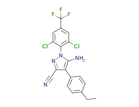 Molecular Structure of 1373210-80-0 (5-amino-1-(2,6-dichloro-4-(trifluoromethyl)phenyl)-4-(4-ethylphenyl)-1H-pyrazole-3-carbonitrile)