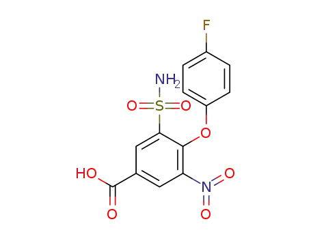 Molecular Structure of 1357465-13-4 (4-(4-fluorophenoxy)-3-nitro-5-sulfamoylbenzoic acid)