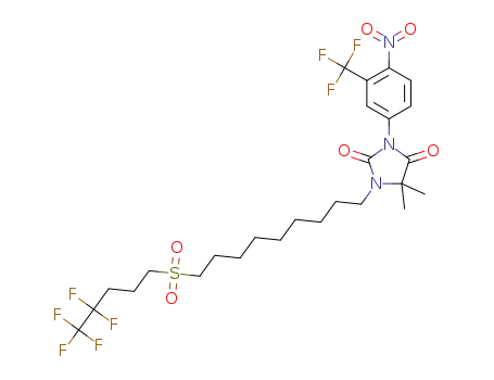 Molecular Structure of 1252642-91-3 (5,5-dimethyl-3-[4-nitro-3-(trifluoromethyl)phenyl]-1-{9-[(4,4,5,5,5-pentafluoropentyl)sulphonyl]nonyl}imidazolidine-2,4-dione)