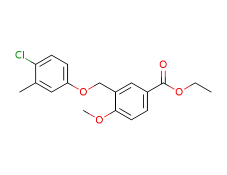 Molecular Structure of 1360060-14-5 (ethyl 3-[(4-chloro-3-methylphenoxymethyl)]-4-methoxybenzoate)