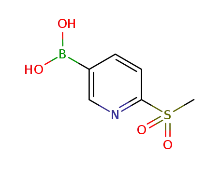 Molecular Structure of 1088496-41-6 (6-(Methylsulfonyl)pyridine-3-boronic acid)