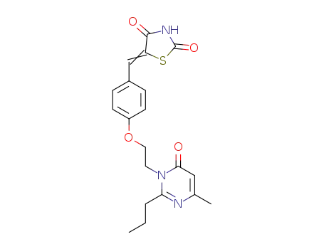 Molecular Structure of 199113-77-4 (5-[4-[2-[4-methyl-2-propyl-6-oxo-1,6-dihydropyrimidin-1-yl]ethoxy]phenylmethylene]thiazolidine-2,4-dione)