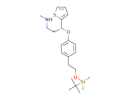 Molecular Structure of 1615654-56-2 ((R)-3-[4-[2-(tert-butyldimethylsilyloxy)ethyl]phenoxy]-N-methyl-3-(thiophen-2-yl)propan-1-amine)