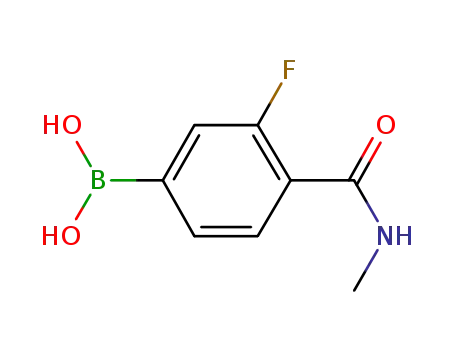 Molecular Structure of 849833-86-9 (3-FLUORO-4-(METHYLCARBAMOYL)BENZENEBORONIC ACID)