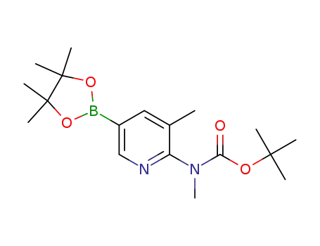 Molecular Structure of 1032758-82-9 (6-(tert-Butyloxycarbonyl-methylamino)-5-methylpyridine-3-boronic acid pinacol ester)