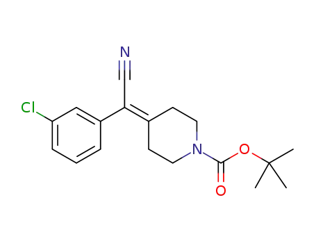 Molecular Structure of 1207438-38-7 (tert-butyl 4-[(3-chlorophenyl)(cyano)methylidene]piperidine-1-carboxylate)