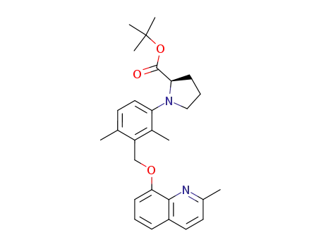 Molecular Structure of 617721-55-8 (D-Proline, 1-[2,4-dimethyl-3-[[(2-methyl-8-quinolinyl)oxy]methyl]phenyl]-,
1,1-dimethylethyl ester)