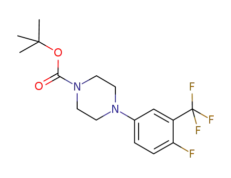 Molecular Structure of 1221069-81-3 (4-(4-fluoro-3-trifluoromethyl-phenyl)-piperazine-1-carboxylic acid tert-butyl ester)